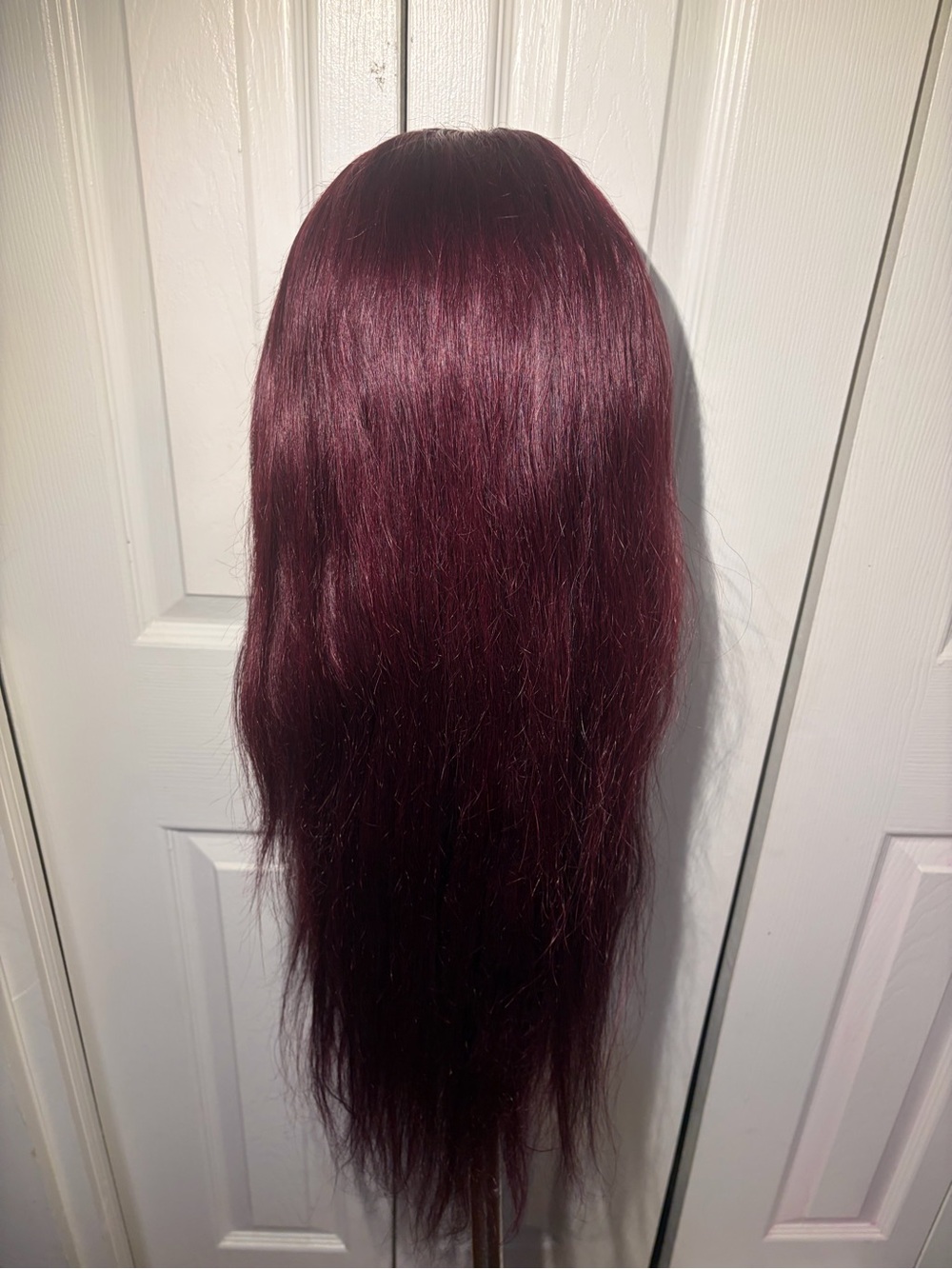 26” Burgundy (99j) Human Hair Lace Front Wig - Sleek Body Wave Style